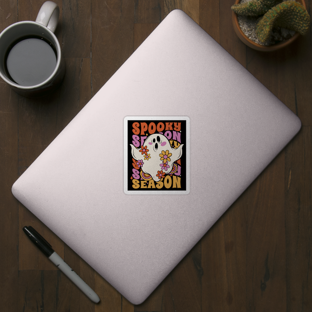 Retro Spooky Season Halloween Ghost // Groovy Halloween Spooky Cute by SLAG_Creative